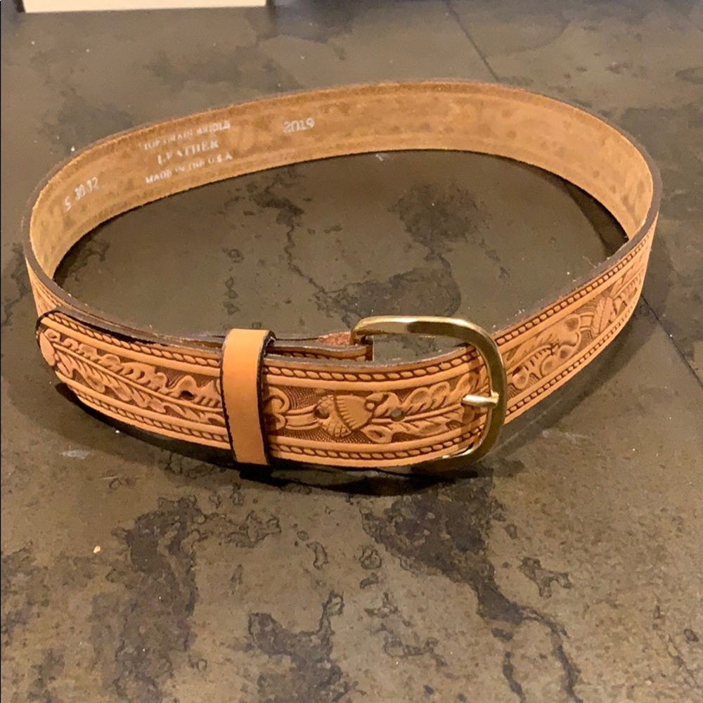 NWOT Hand Tooled Leather Belt.  S